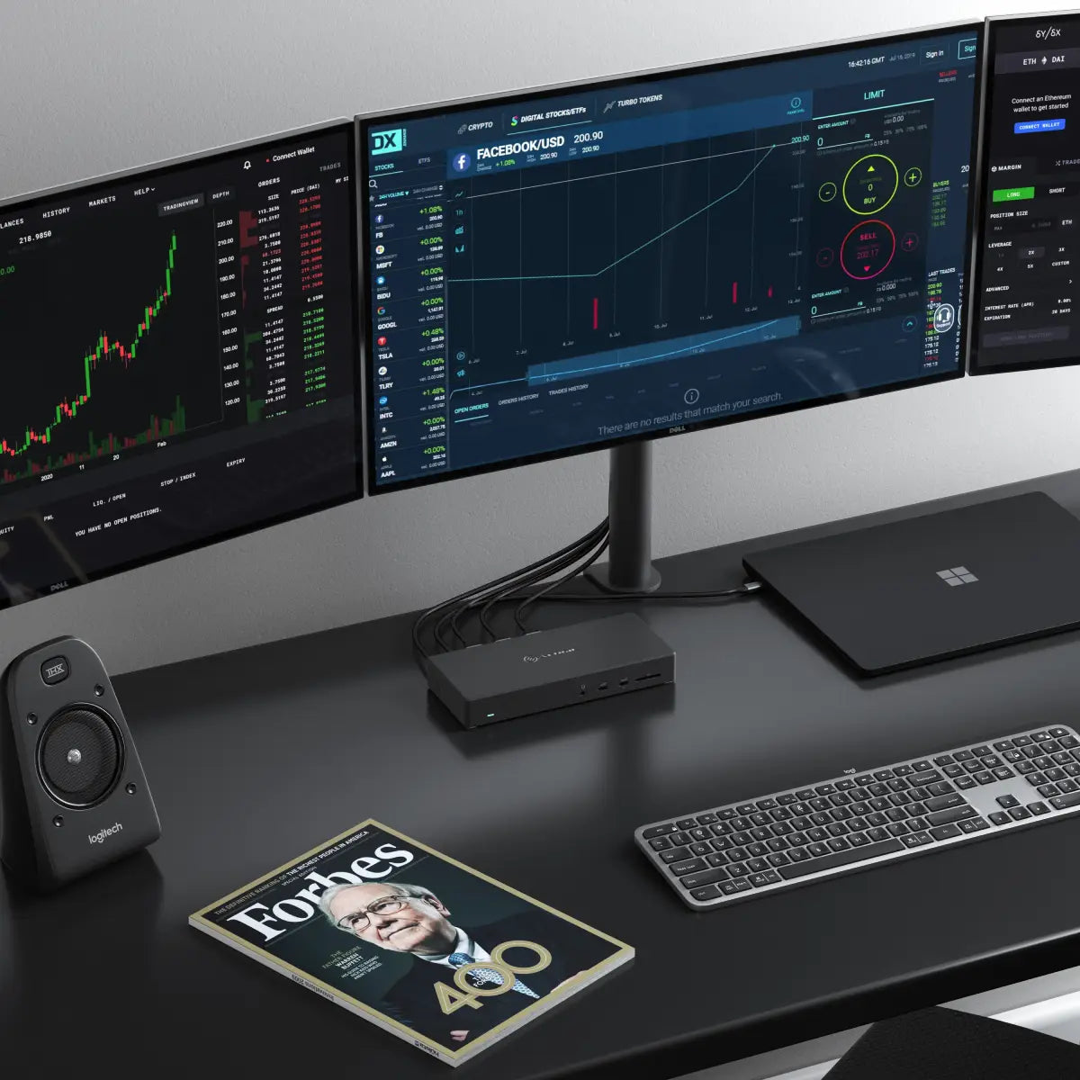 ALOGIC MA3 dock in a multi-monitor workstation