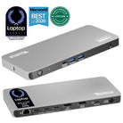Plugable UD-7400PD dock front and rear product views