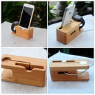 iPhone and iWatch Docking and Charging Station in Natural Wood by VistaShops Charging Hub