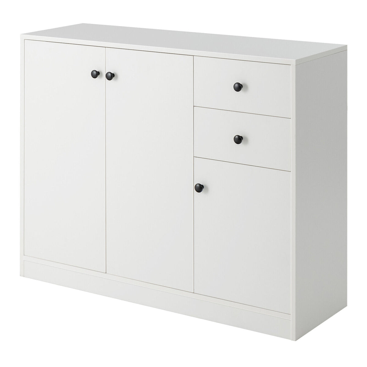 Buffet Computer Desk Modern Buffet Sideboard with 2 Pull-out Drawers and Adjustable Shelf f ...