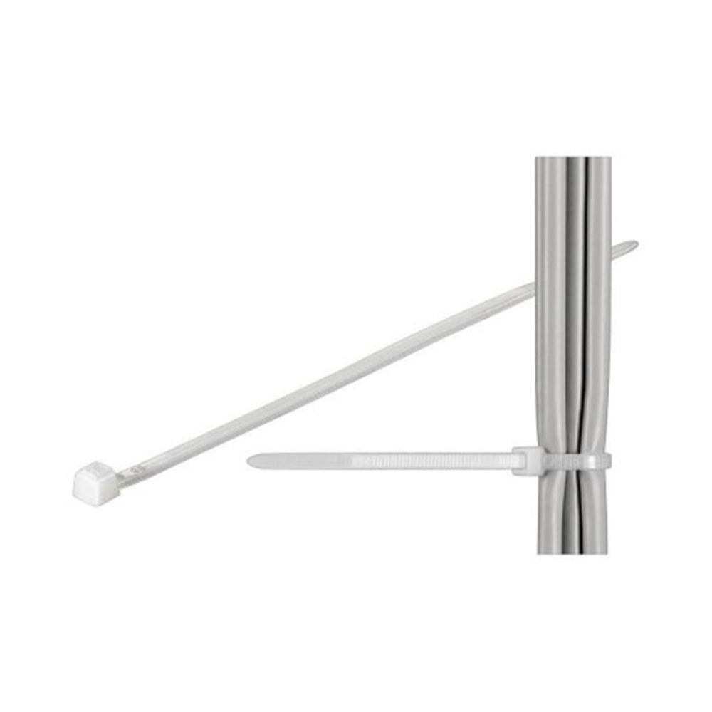 20cm White Zip Tie, 100 Pack - Level Up Desks