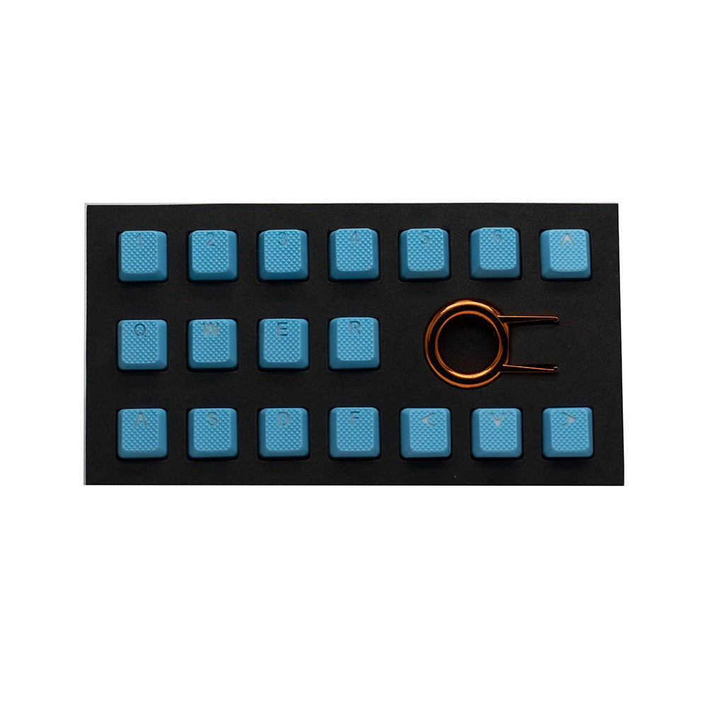 Tai-Hao Rubber Keycap Set 18 Neon Blue Tai-Hao Keycaps