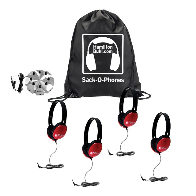 HamiltonBuhl Sack-O-Phones 4 Red Primo Headphones 3.5mm Jackbox with Carry Bag HamiltonBuhl 