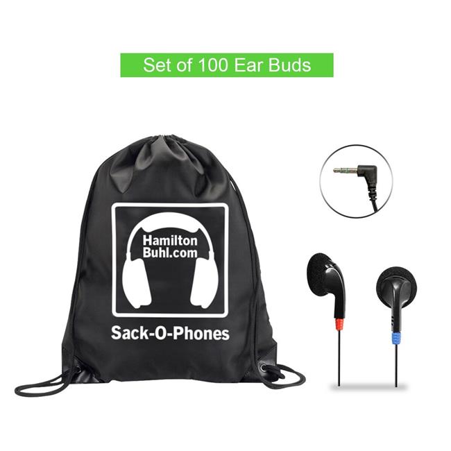 HamiltonBuhl Earbuds 100 PackSack-O-Phones With Carry Bag 3.5mm HamiltonBuhl 