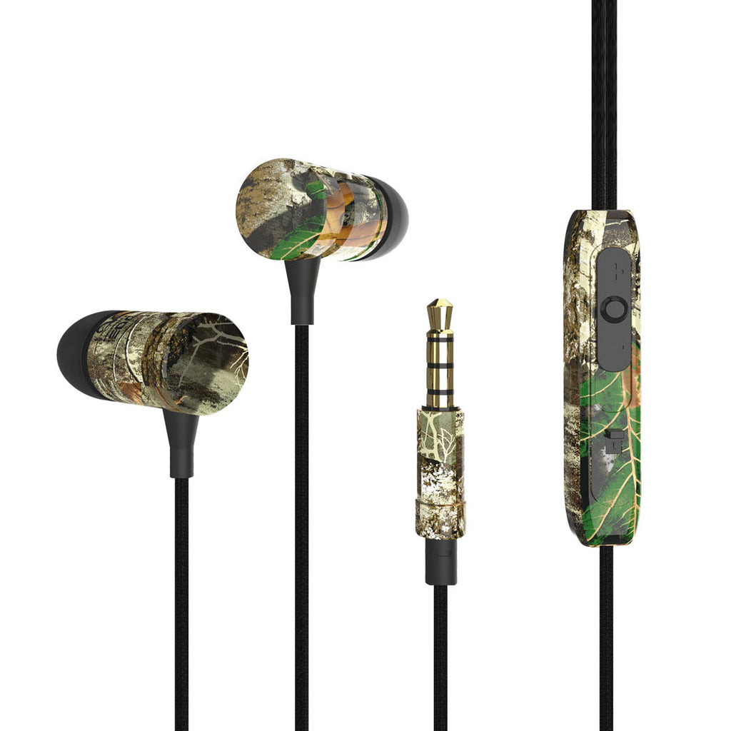 RealTree EarBuds with in-line Mic Camo 3.5mm Gold Plated Tip Fuse 