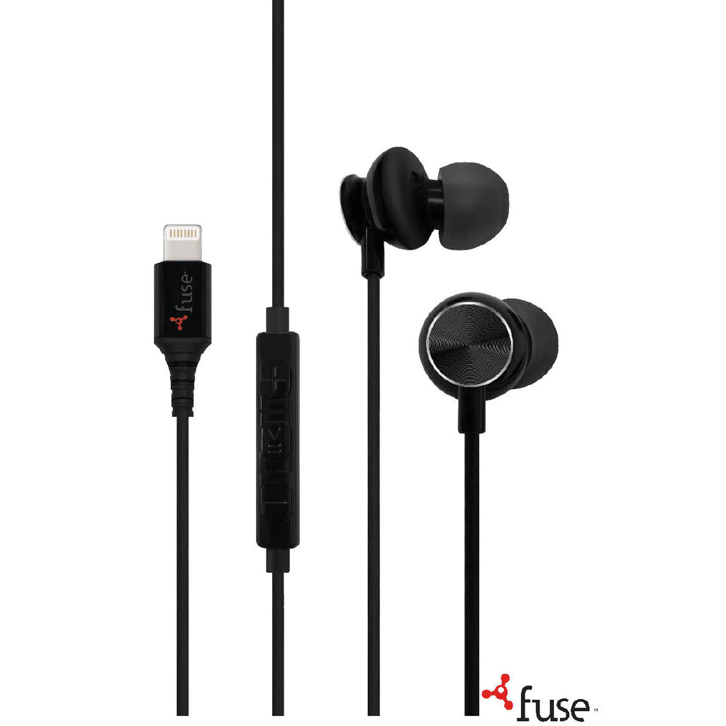 Fuse Earbuds Lightning MFI with In-Line Mic Black 3 Size Ear Gels Fuse 