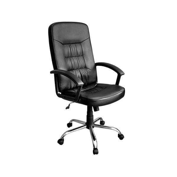 Xtech Office Chair Calabria Executive with Arm Rests - Wheels - Steel Frame Lumbar Cushion Leatherette Height Adjustment Black Xtech 