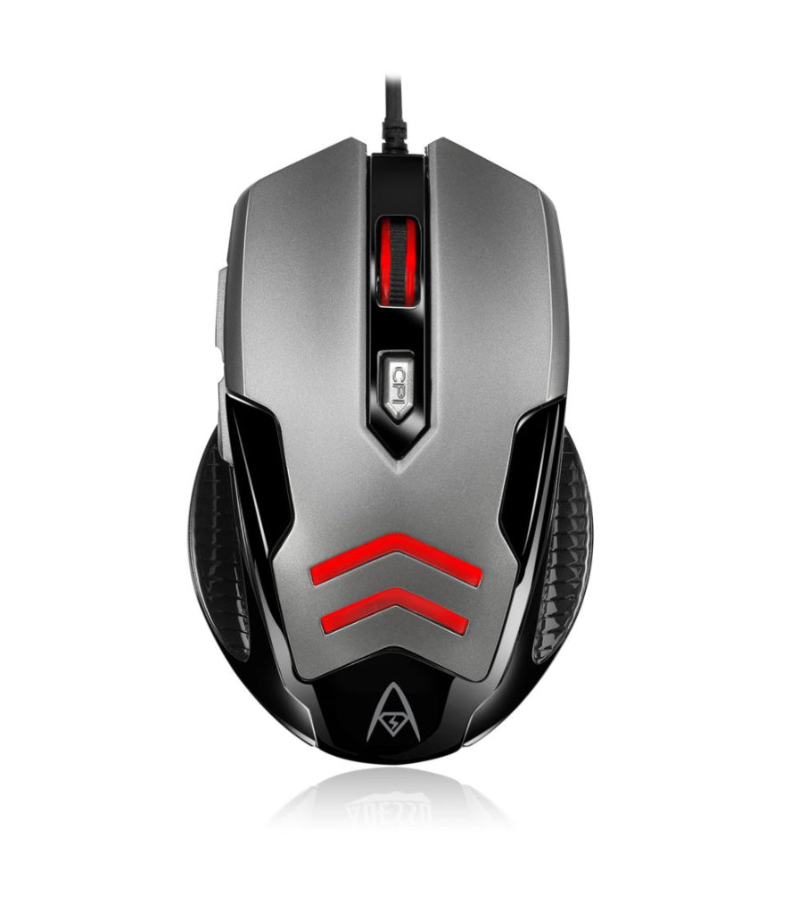 Adesso Gaming Mouse Wired X1 6 Button Illuminated Multi-Coloured lights up to 3200dpi Right Hand PC/Mac - Silver & Black Adesso 