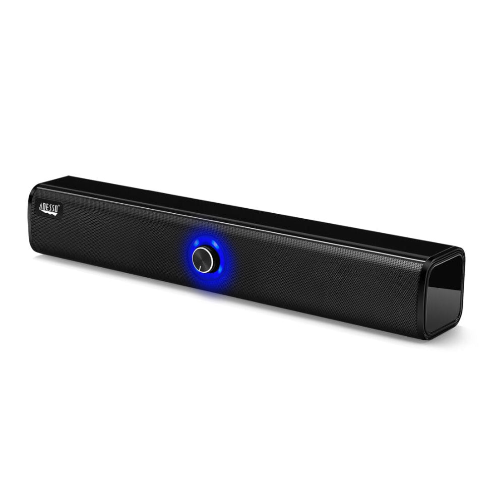 Adesso Speaker Soundbar 10W x 2 Bluetooth 5.0 6hr Playtime High Output Power Aux input and Aux Cable Included - Black Adesso 