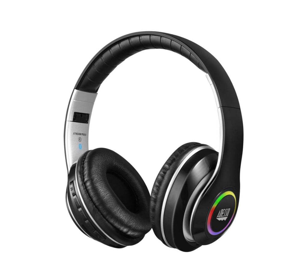 Adesso Headset Bluetooth with Mic Noise Isolating Foldable Headband Control Buttons Attachable 3.5mm Aux Cable Included - Black Adesso 