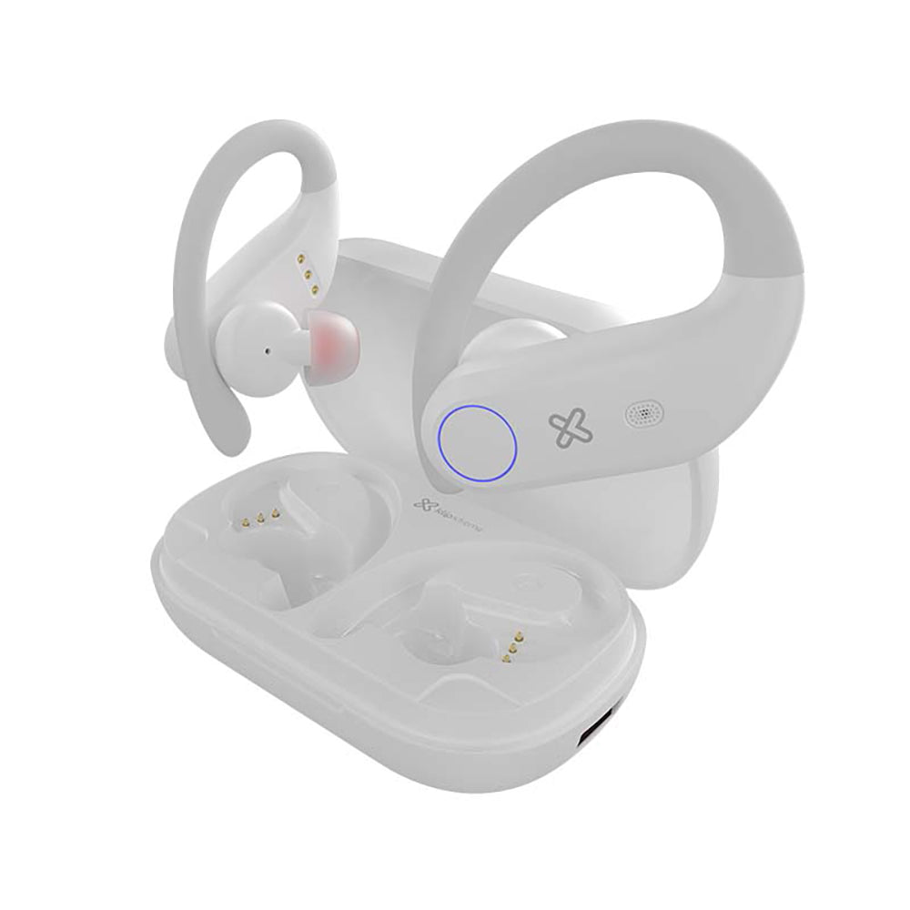Klipxtreme Earbuds with Earloop Bluetooth v5.1 Xtremebuds TWS IPX7 Waterproof Noise Reduction Mic Charging Case Powerbank 108hr Playtime - White Klipxtreme 