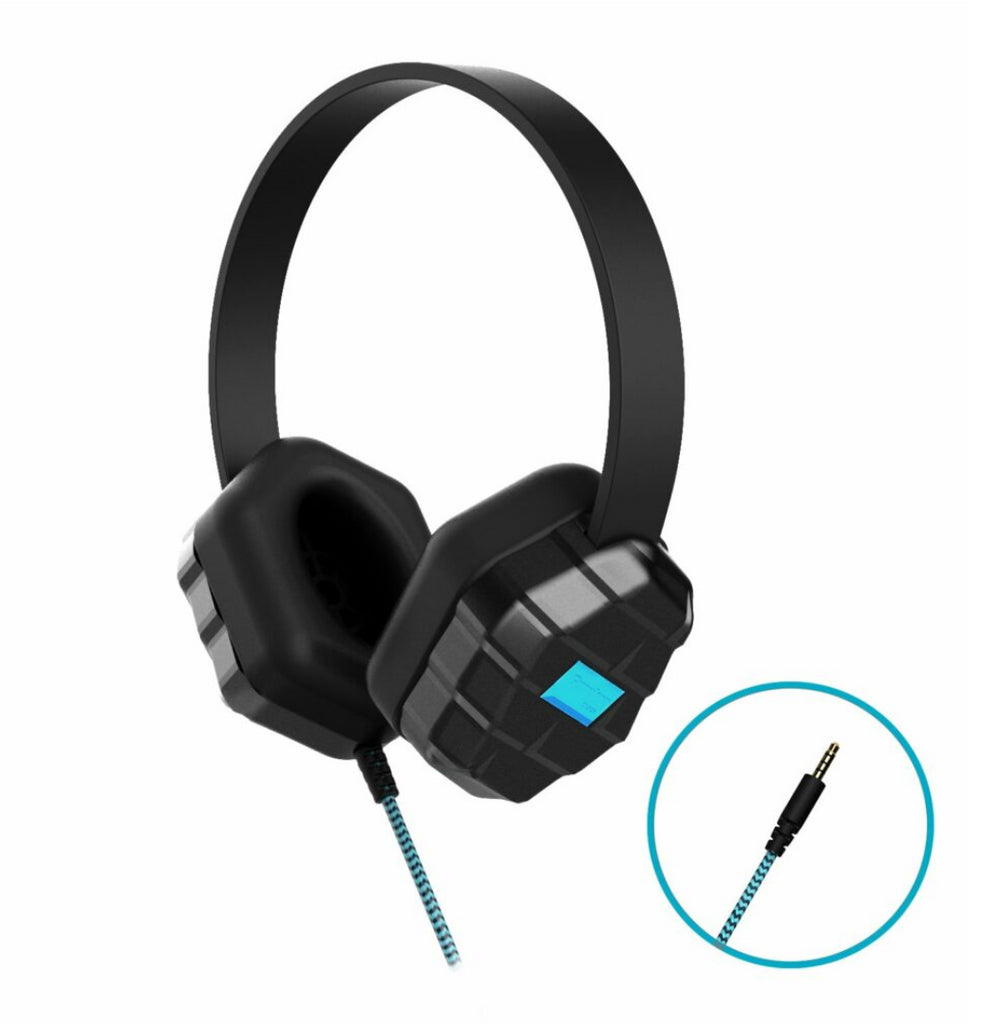 Gumdrop Headphone DropTech 3.5mm Break Resistant Headband Wipeable Earpads Chew Proof Cord 6ft Drop Tested - Black Gumdrop 