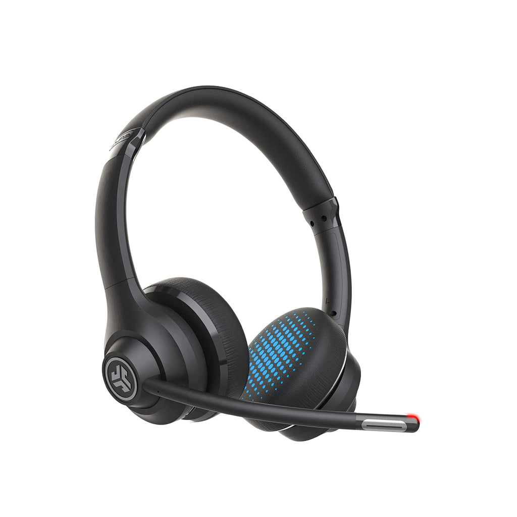 JLab Bluetooth Headset with Boom Mic Go Work on Ear Dual Mics - Black Level Up Desks 