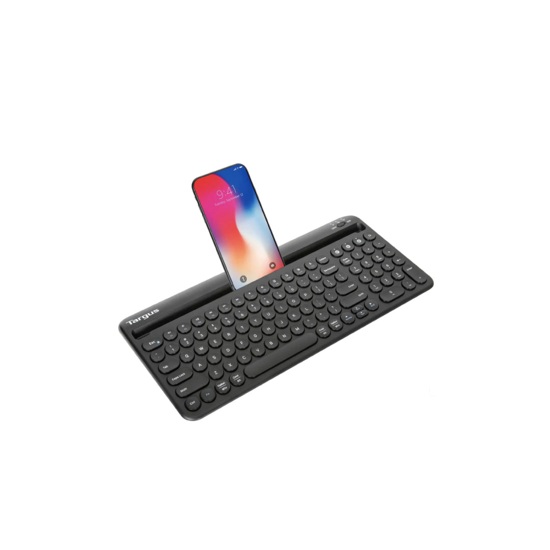 Targus Keyboard Bluetooth Antimicrobial with Phone/Tablet Cradle Multi-Device up to 3 PC/Mac - Black Targus 