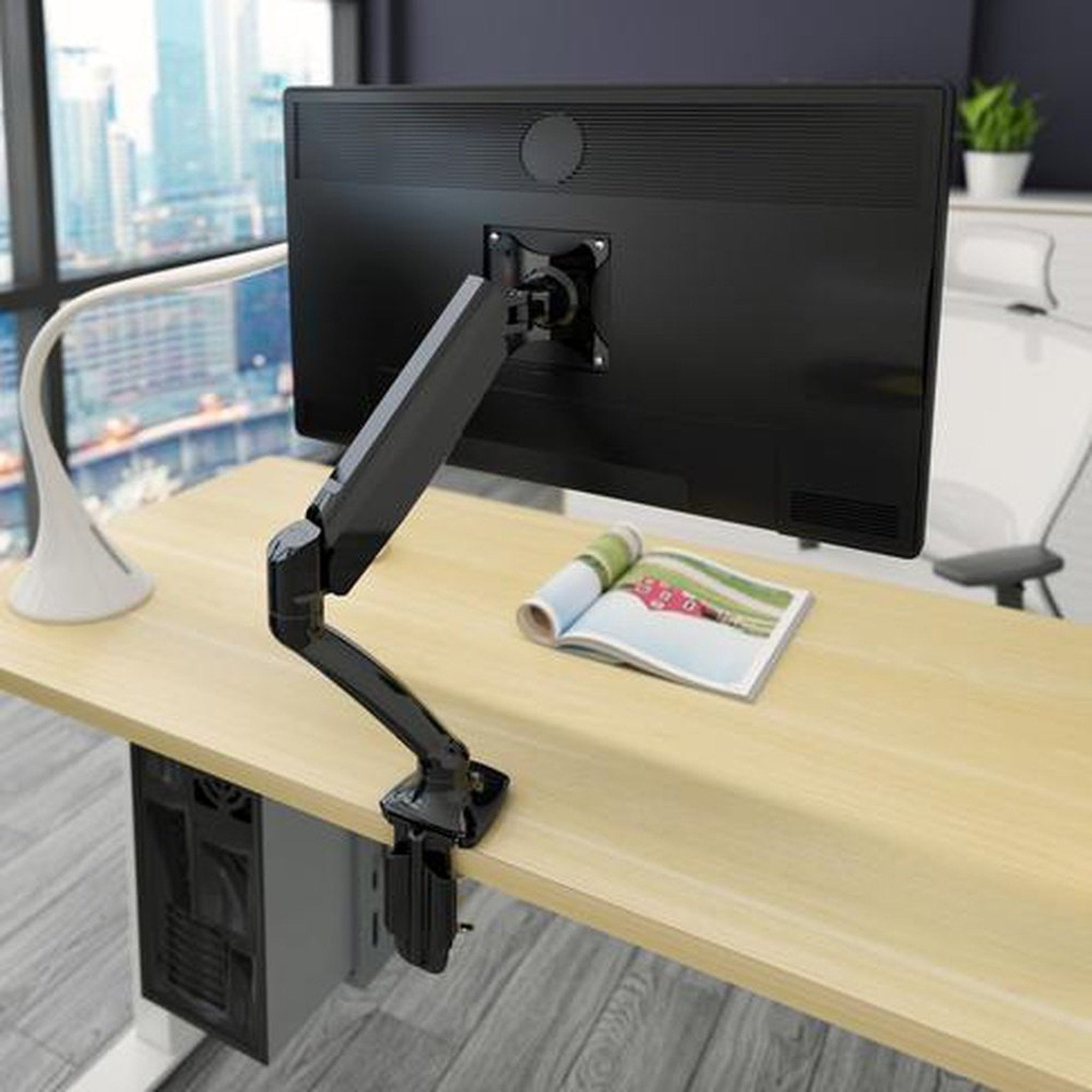 Adjustable Gas Spring Monitor Desk Mount (Supports 13