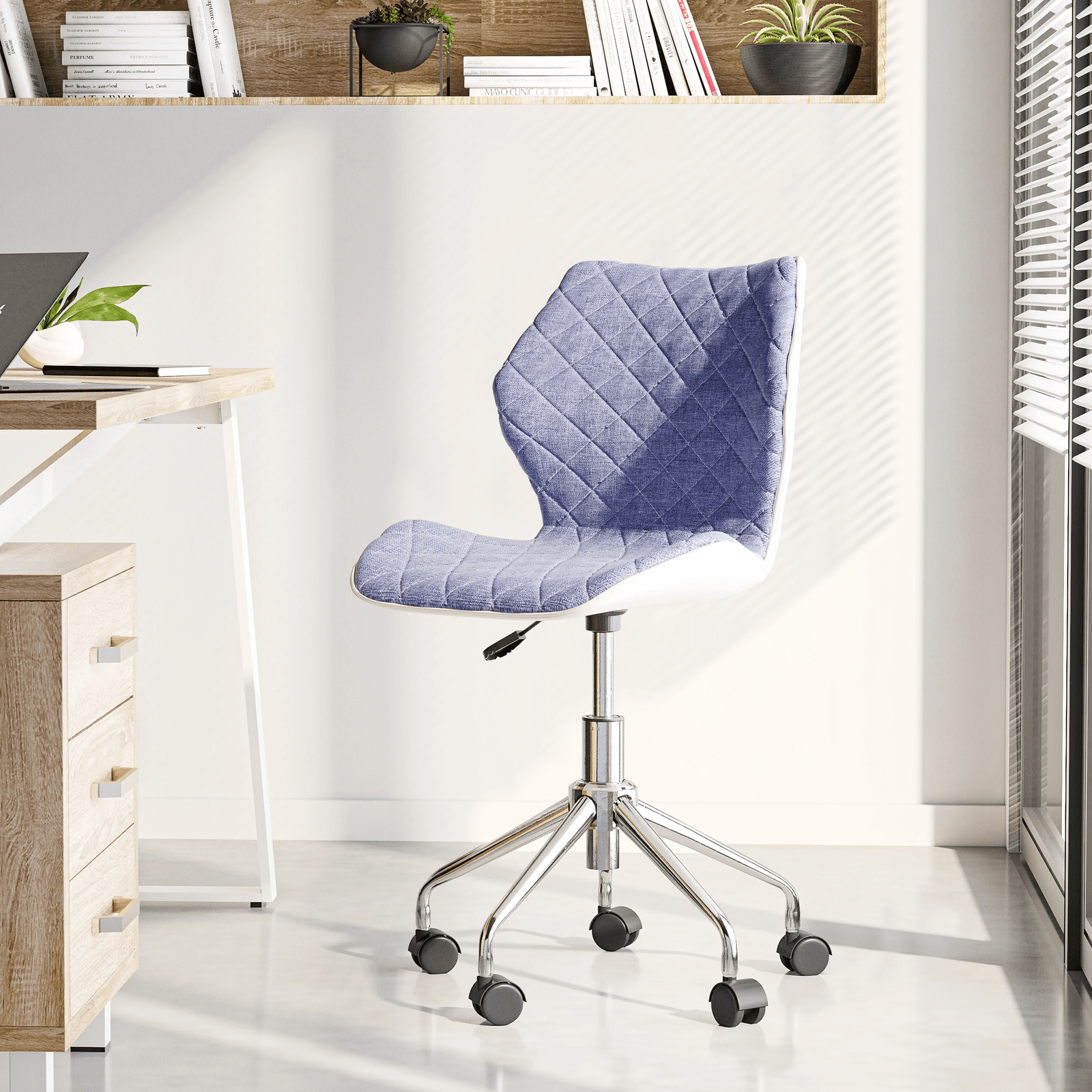 Techni Mobili Modern Height Adjustable Office Task Chair, Blue Techni Mobili Chairs