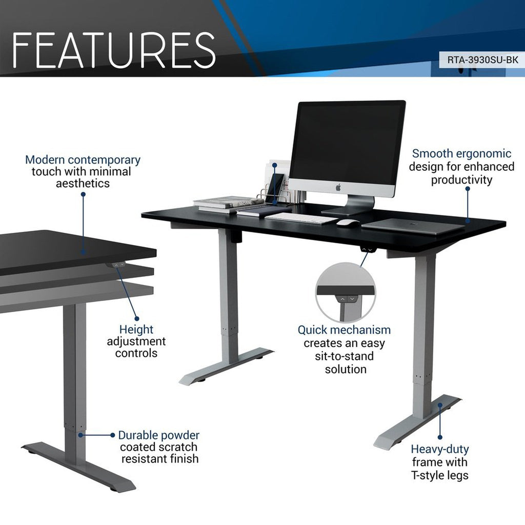 Techni Mobili Adjustable Sit to Stand Desk, Black Techni Mobili Desks