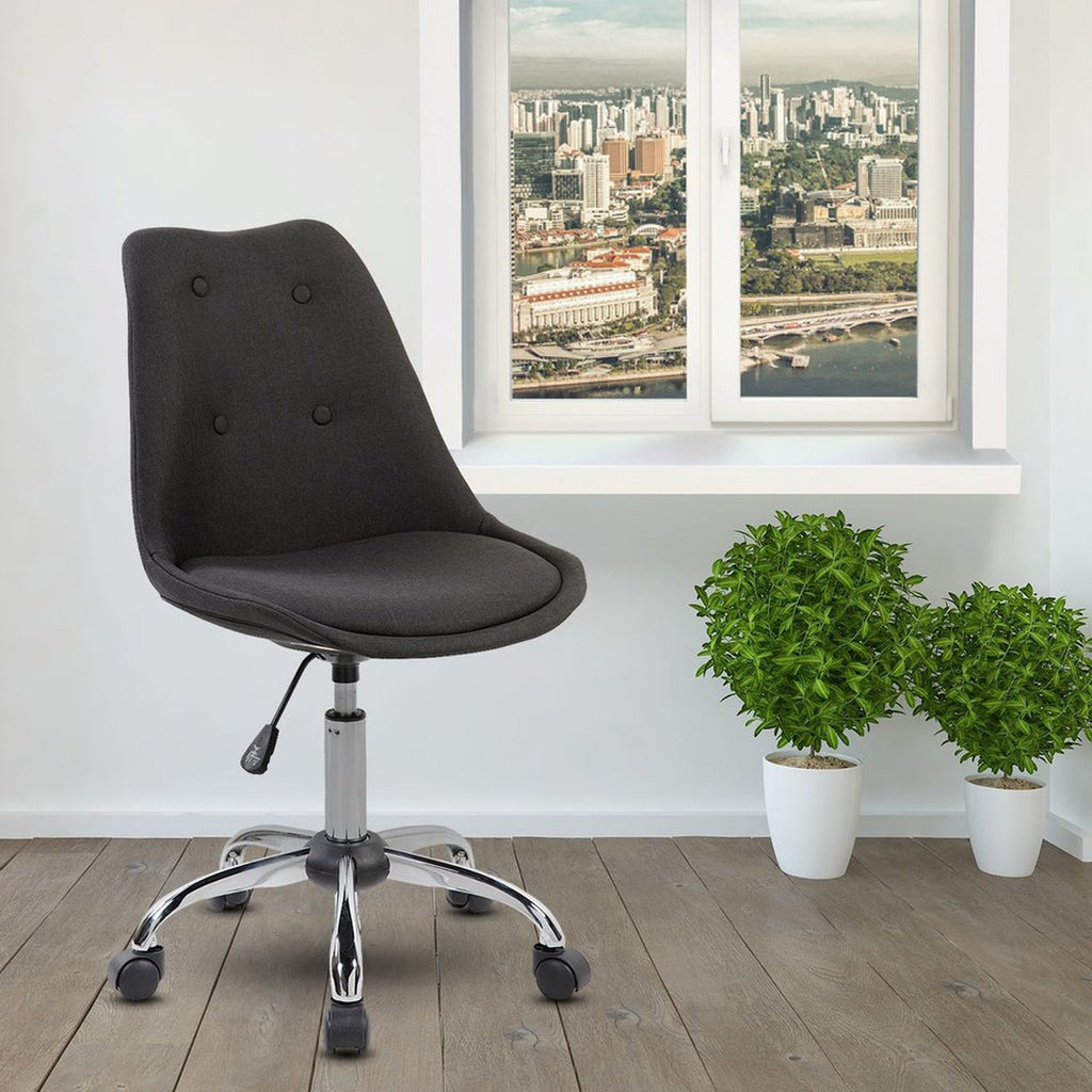 Techni Mobili Armless Task Chair with Buttons, Black Techni Mobili Chairs