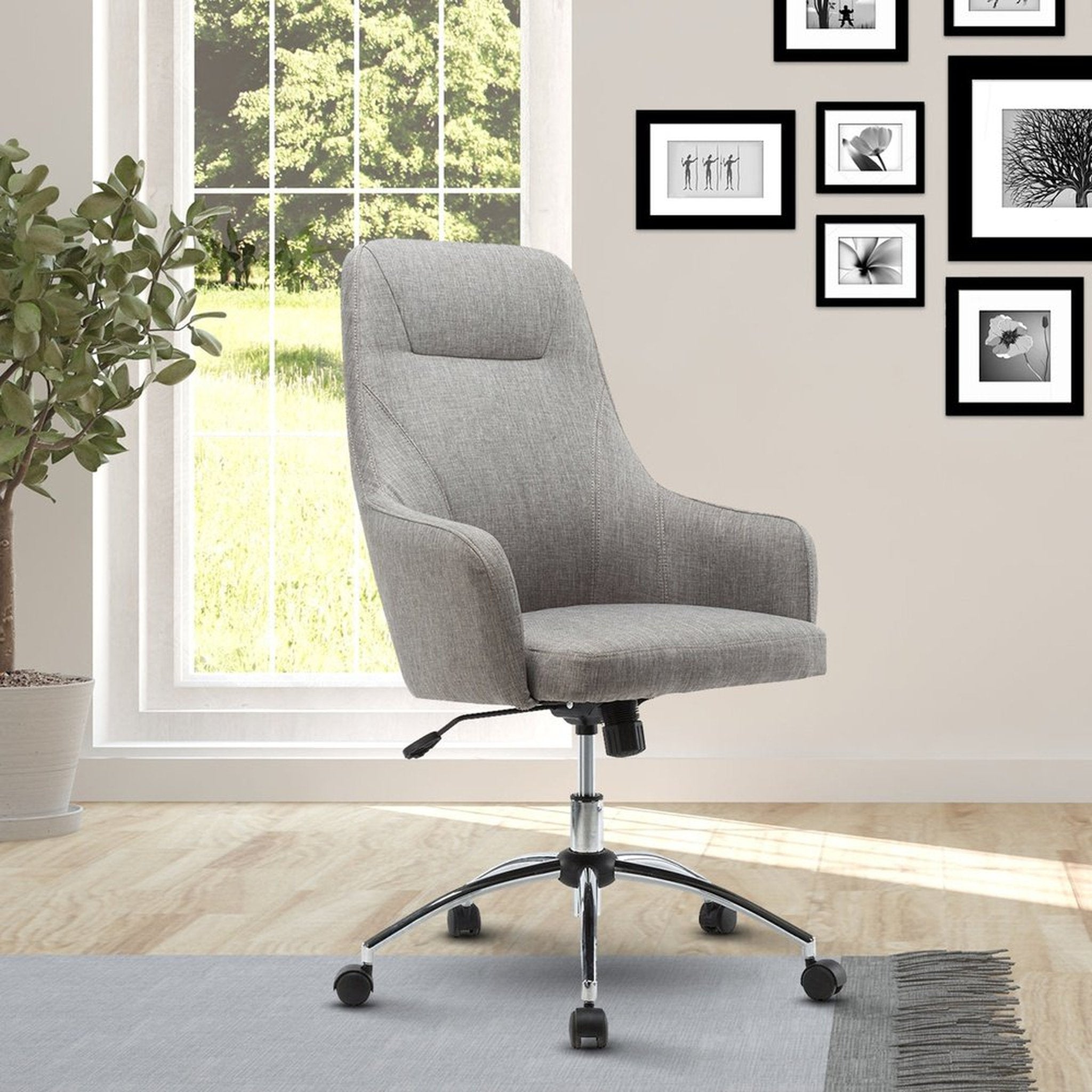 Techni Mobili Comfy Height Adjustable Rolling Office Desk Chair with Wheels Techni Mobili Chairs