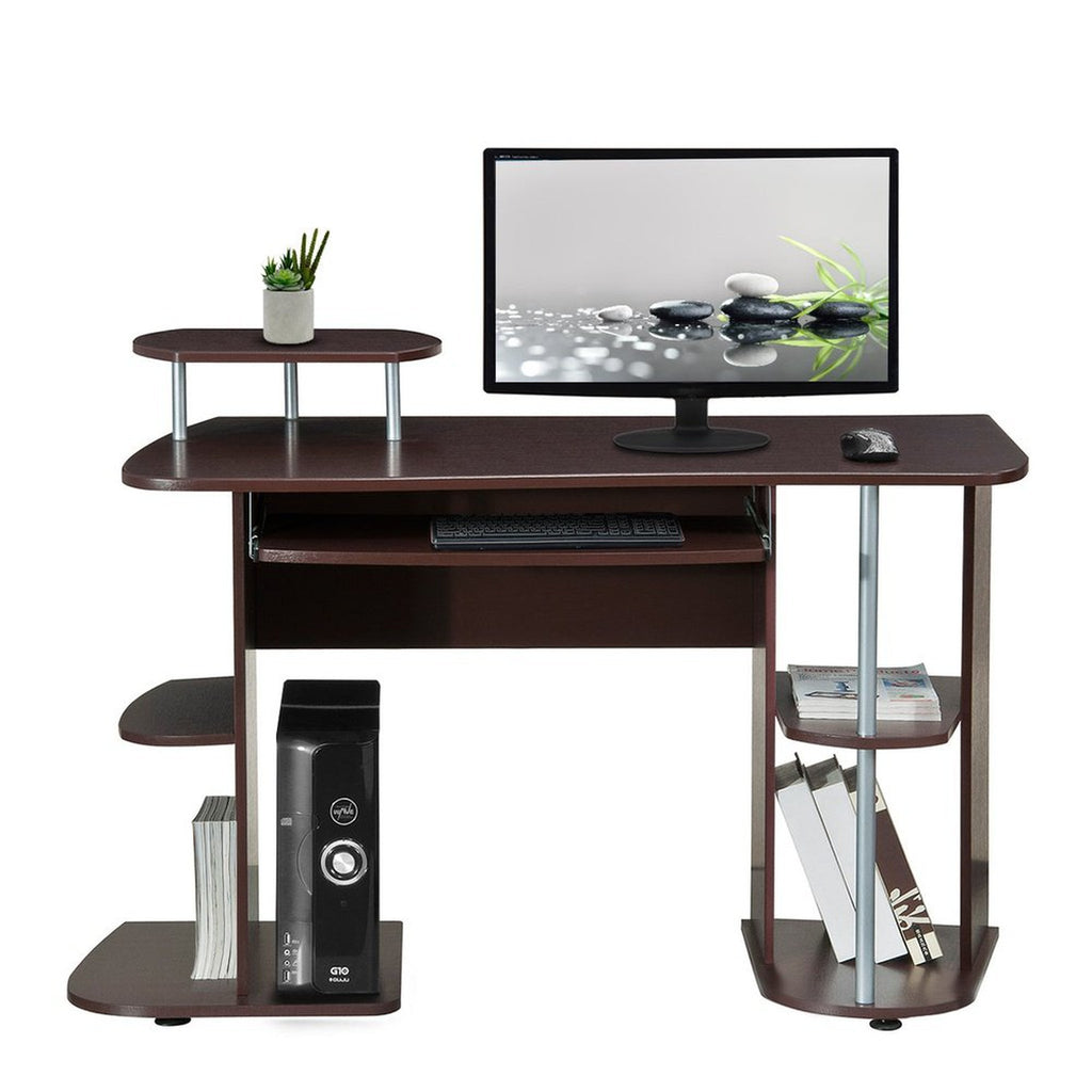 Techni Mobili Complete Computer Workstation Desk With Storage, Chocolate Techni Mobili 