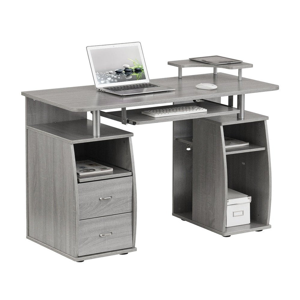 Techni Mobili Complete Computer Workstation Desk With Storage, Grey Techni Mobili 