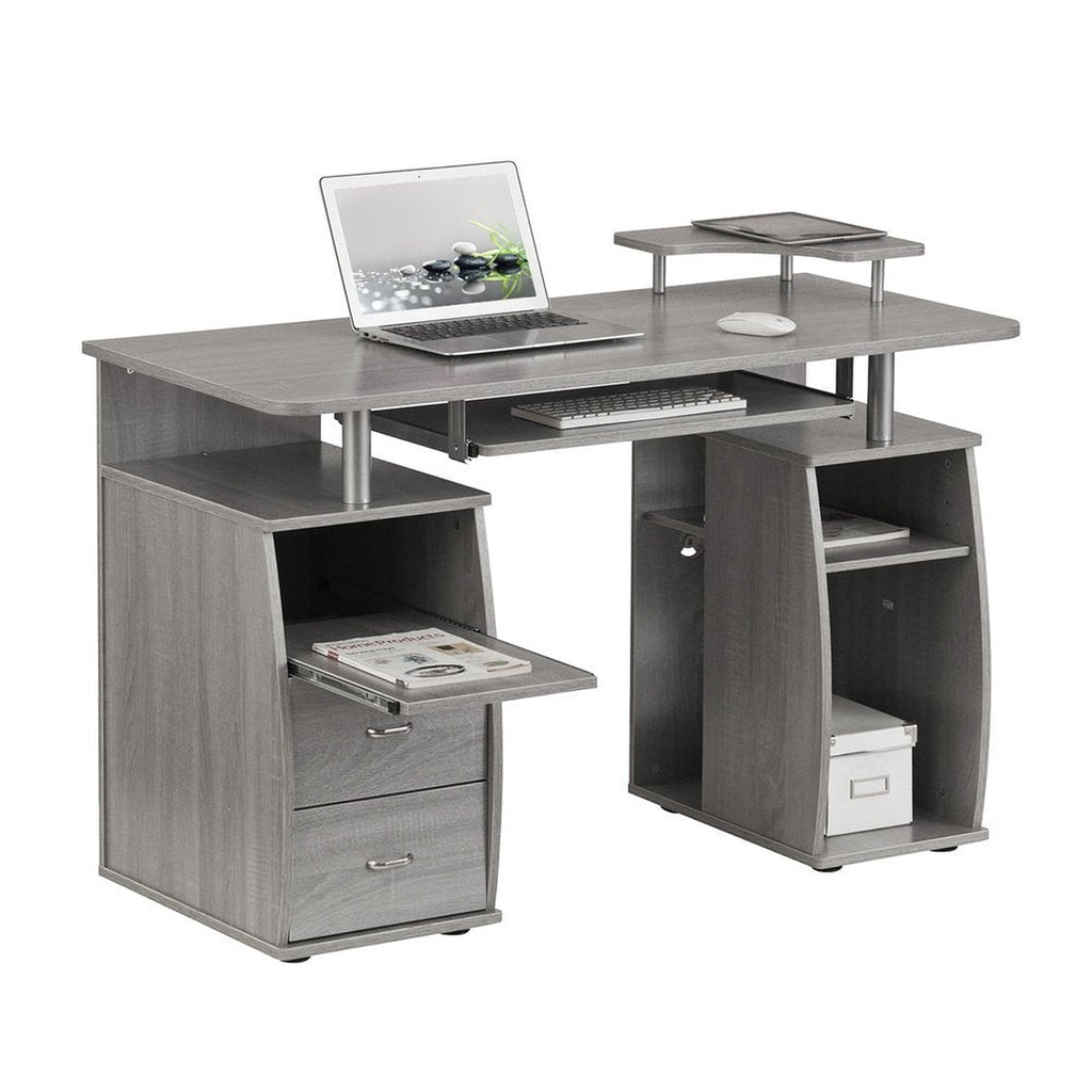 Techni Mobili Complete Computer Workstation Desk With Storage, Grey Techni Mobili 