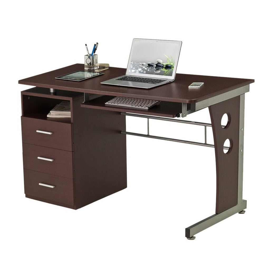 Techni Mobili Computer Desk with Ample Storage, Chocolate Techni Mobili 