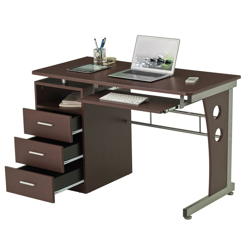 Techni Mobili Computer Desk with Ample Storage, Chocolate Techni Mobili 