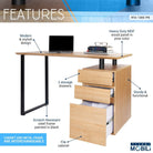Techni Mobili Computer Desk with Storage and File Cabinet, Pine Techni Mobili 
