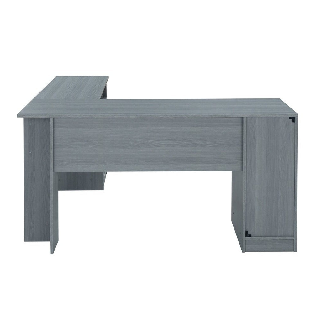 Techni Mobili Functional L-Shape Desk with Storage, Grey Techni Mobili 