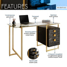 Techni Mobili Gold Computer Desk with Storage Techni Mobili 
