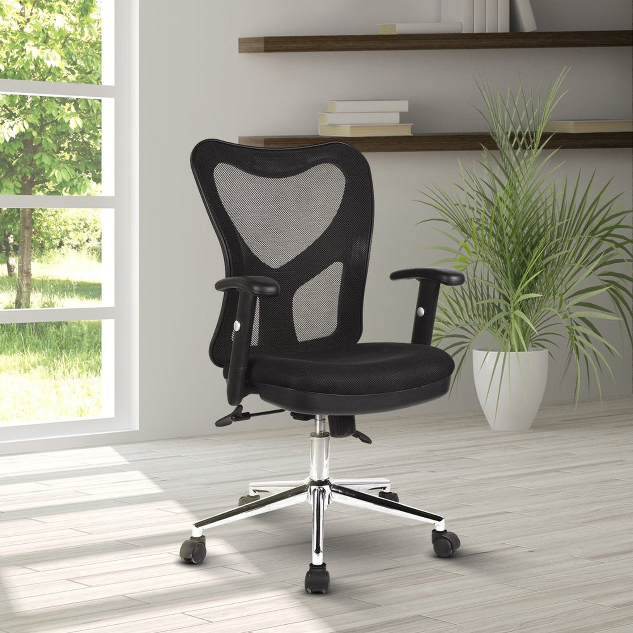 Techni Mobili High Back Mesh Office Chair With Chrome Base, Black Techni Mobili Chairs