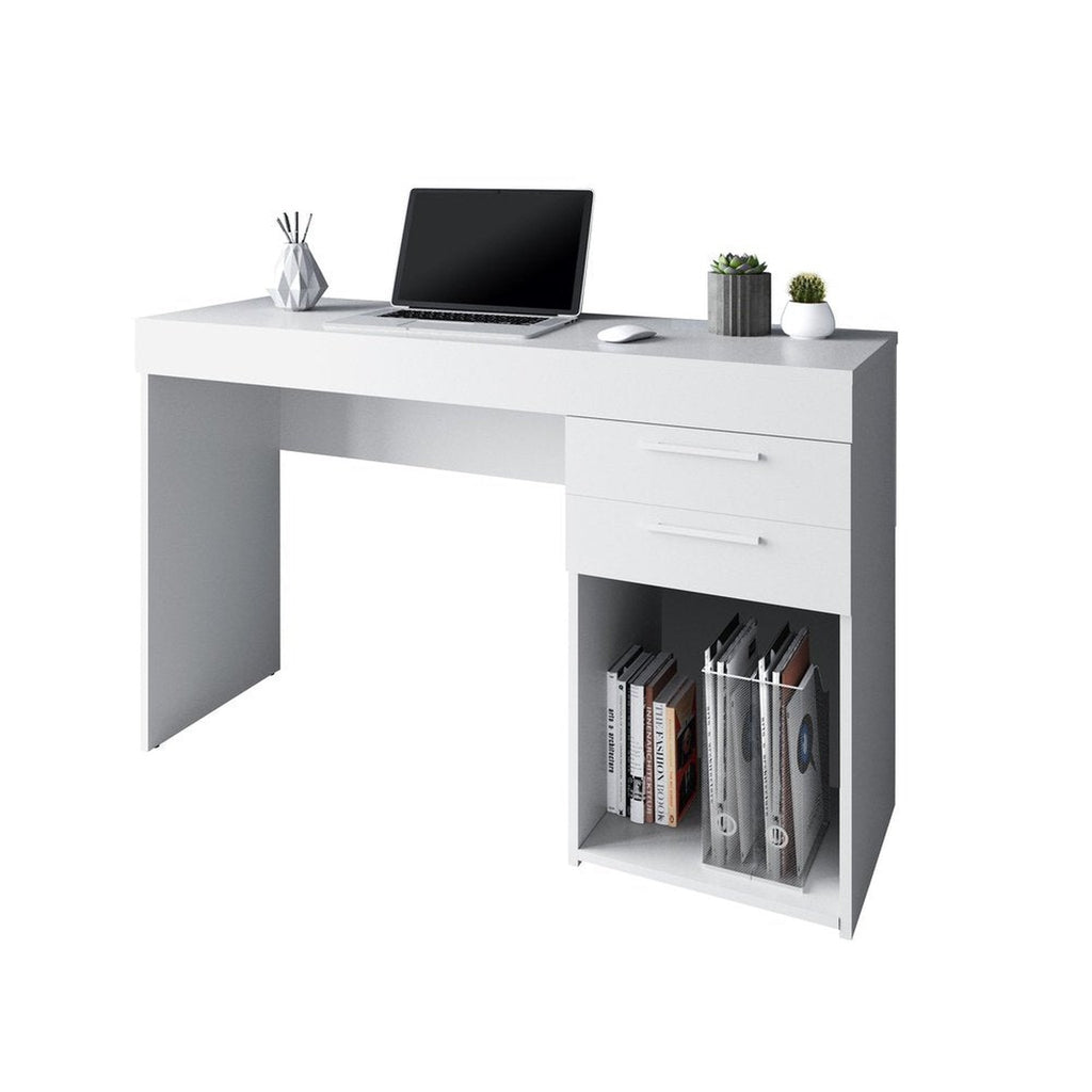 Techni Mobili Home Office Workstation with Storage, White Techni Mobili Desks