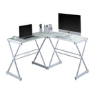 Techni Mobili L-Shaped Glass Computer Desk, White Techni Mobili 