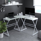 Techni Mobili L-Shaped Glass Computer Desk, White Techni Mobili 