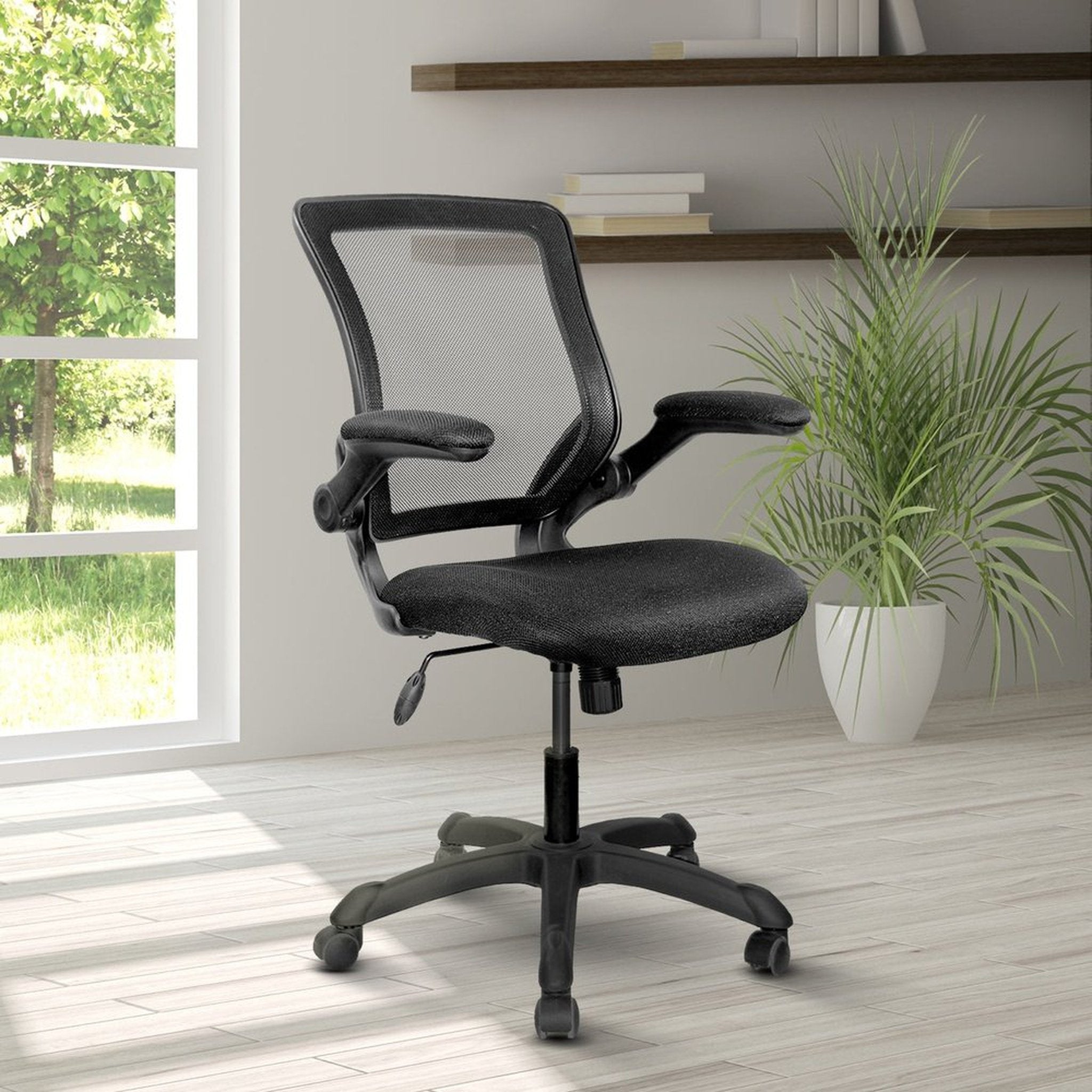 Techni Mobili Mesh Task Office Chair with Flip-Up Arms, Black Techni Mobili Chairs