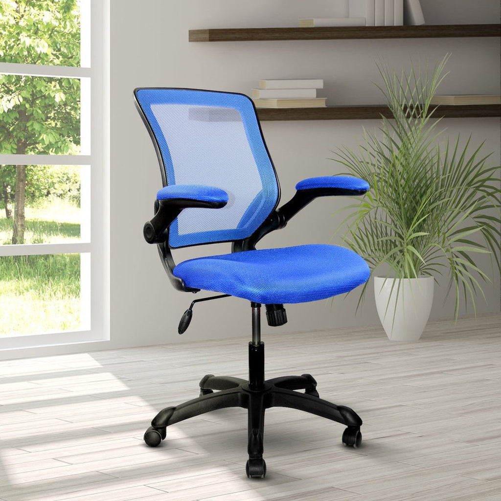 Techni Mobili Mesh Task Office Chair with Flip Up Arms, Blue Techni Mobili Chairs
