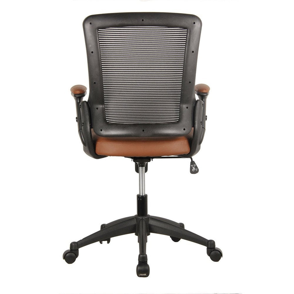 Techni Mobili Mid-Back Mesh Task Office Chair with Height Adjustable Arms, Brown Techni Mobili Chairs
