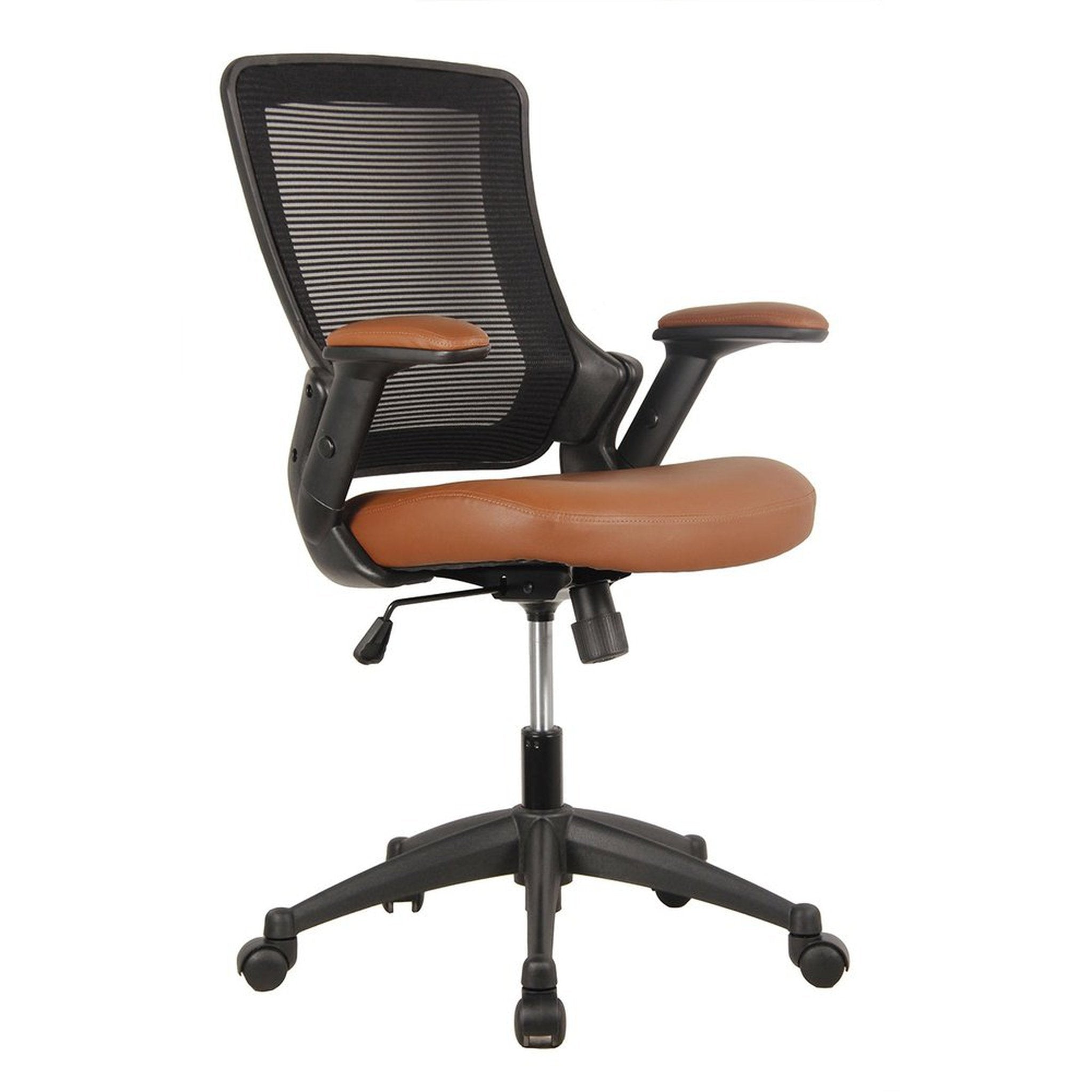 Techni Mobili Mid-Back Mesh Task Office Chair with Height Adjustable Arms, Brown Techni Mobili Chairs