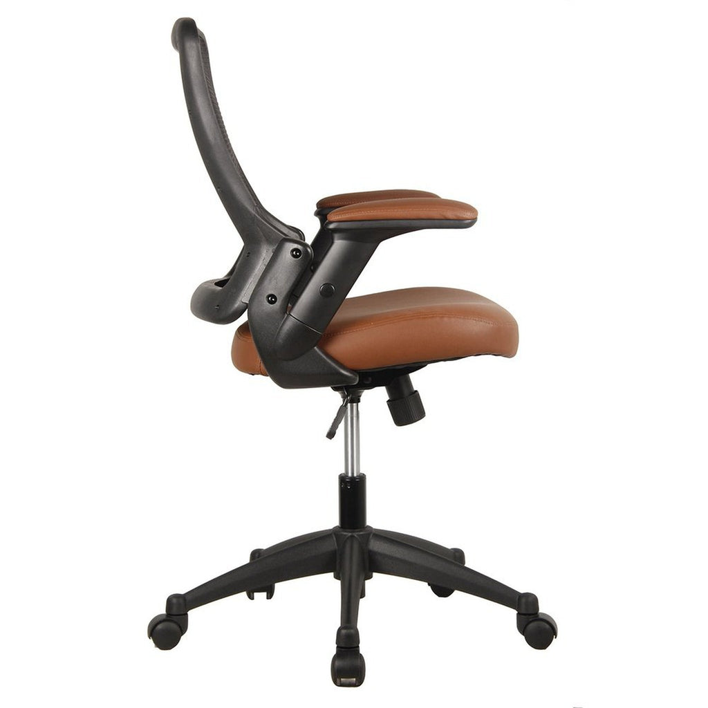 Techni Mobili Mid-Back Mesh Task Office Chair with Height Adjustable Arms, Brown Techni Mobili Chairs