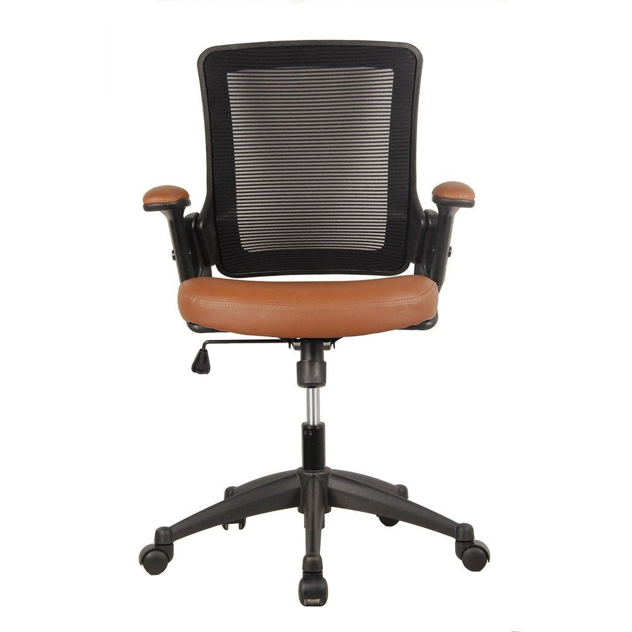 Techni Mobili Mid-Back Mesh Task Office Chair with Height Adjustable Arms, Brown Techni Mobili Chairs