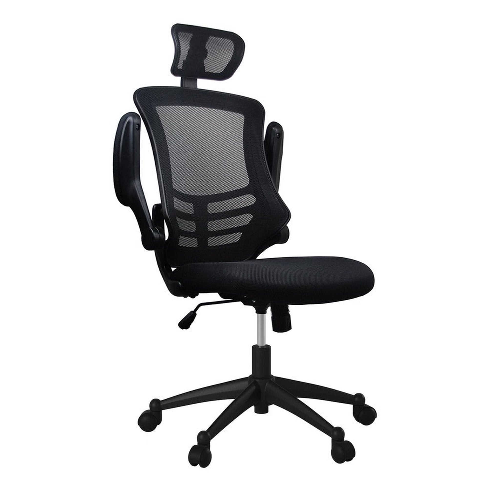 Techni Mobili Modern High-Back Mesh Executive Office Chair with Headrest and Flip-Up Arms, Black Techni Mobili Chairs