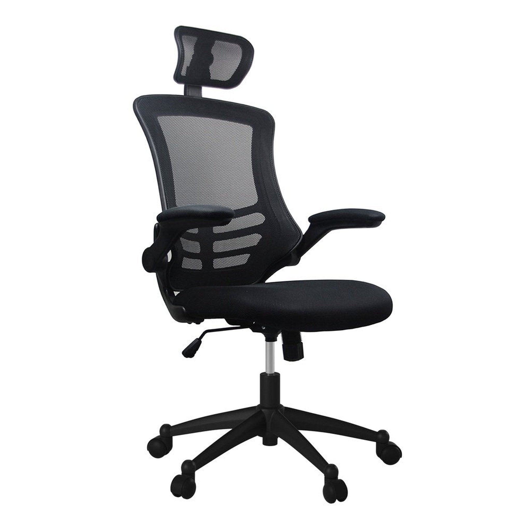 Techni Mobili Modern High-Back Mesh Executive Office Chair with Headrest and Flip-Up Arms, Black Techni Mobili Chairs