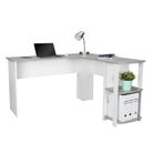 Techni Mobili Modern L-Shaped Desk with Side Shelves, Grey Techni Mobili 