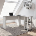 Techni Mobili Modern L-Shaped Desk with Side Shelves, Grey Techni Mobili 