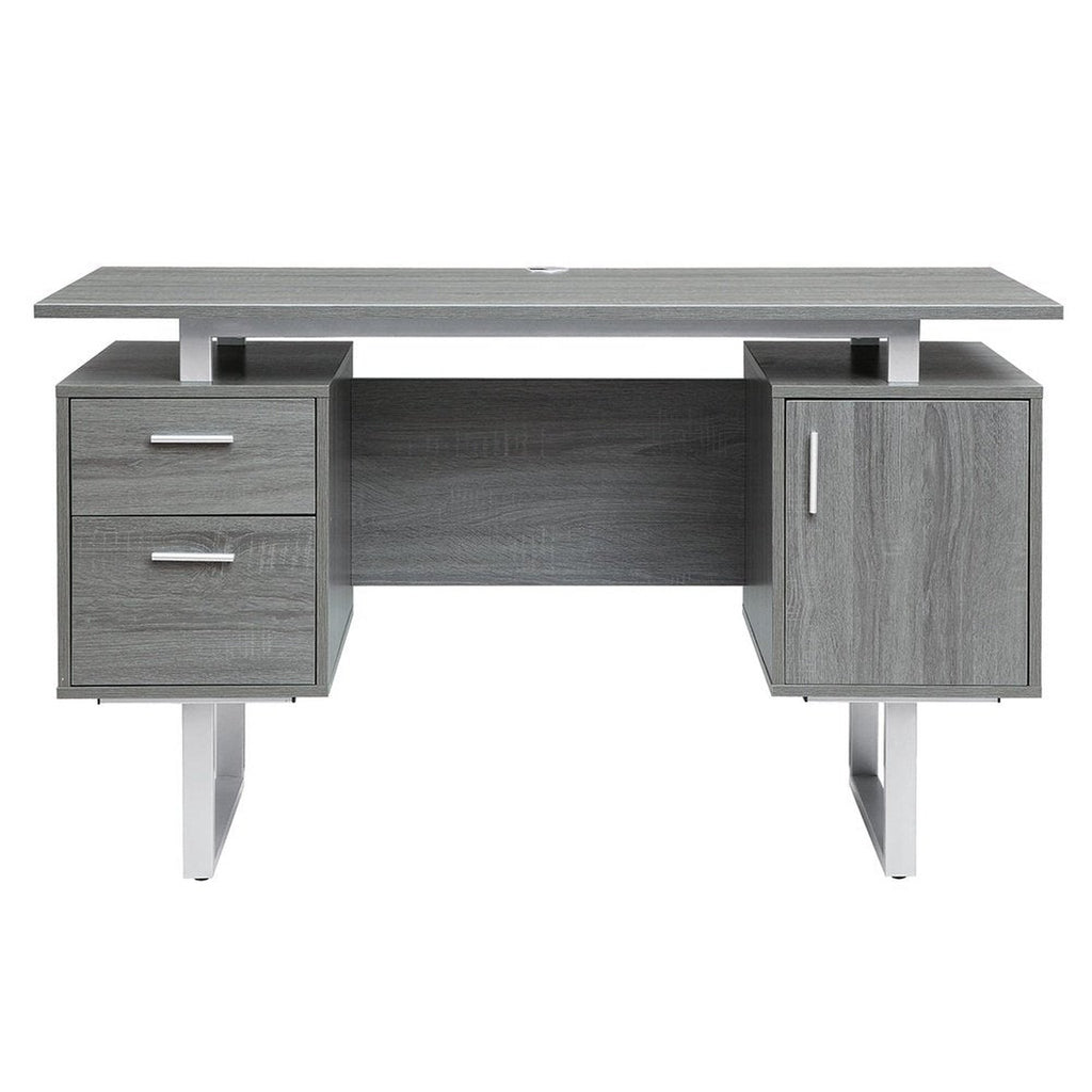 Techni Mobili Modern Office Desk with Storage, Grey Techni Mobili 