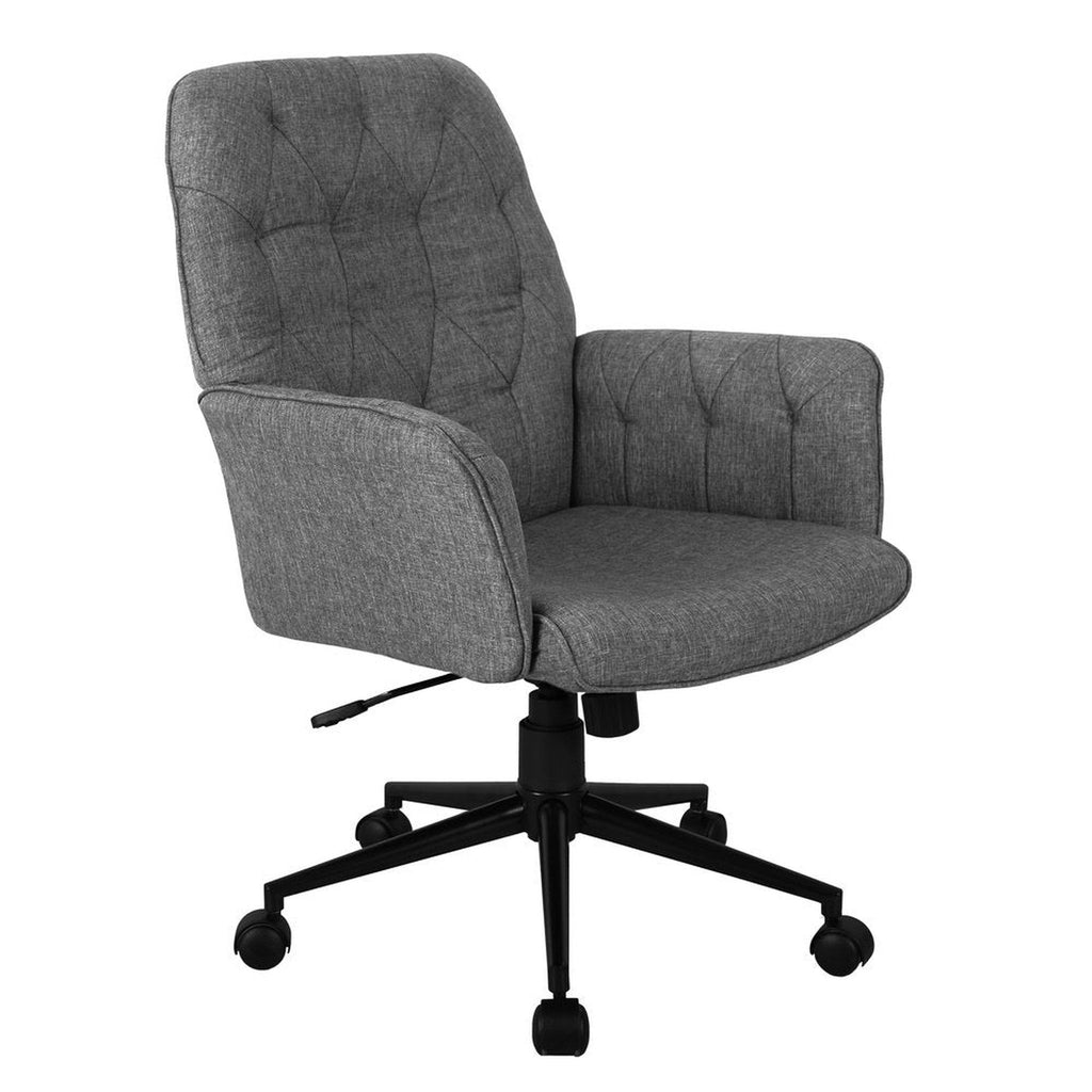 Techni Mobili Modern Upholstered Tufted Office Chair with Arms, Grey Techni Mobili Chairs
