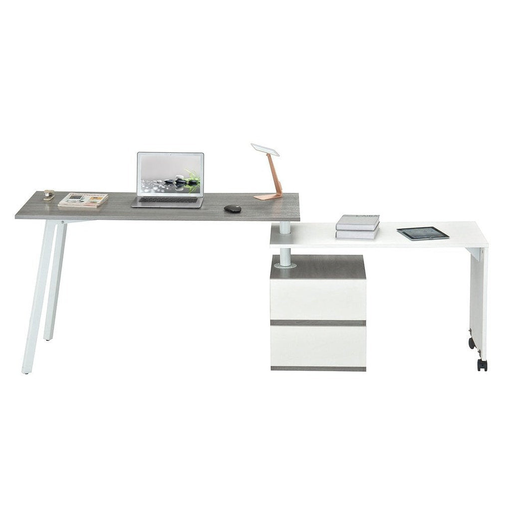Techni Mobili Rotating Multi-Positional Modern Desk, Grey Techni Mobili Desks