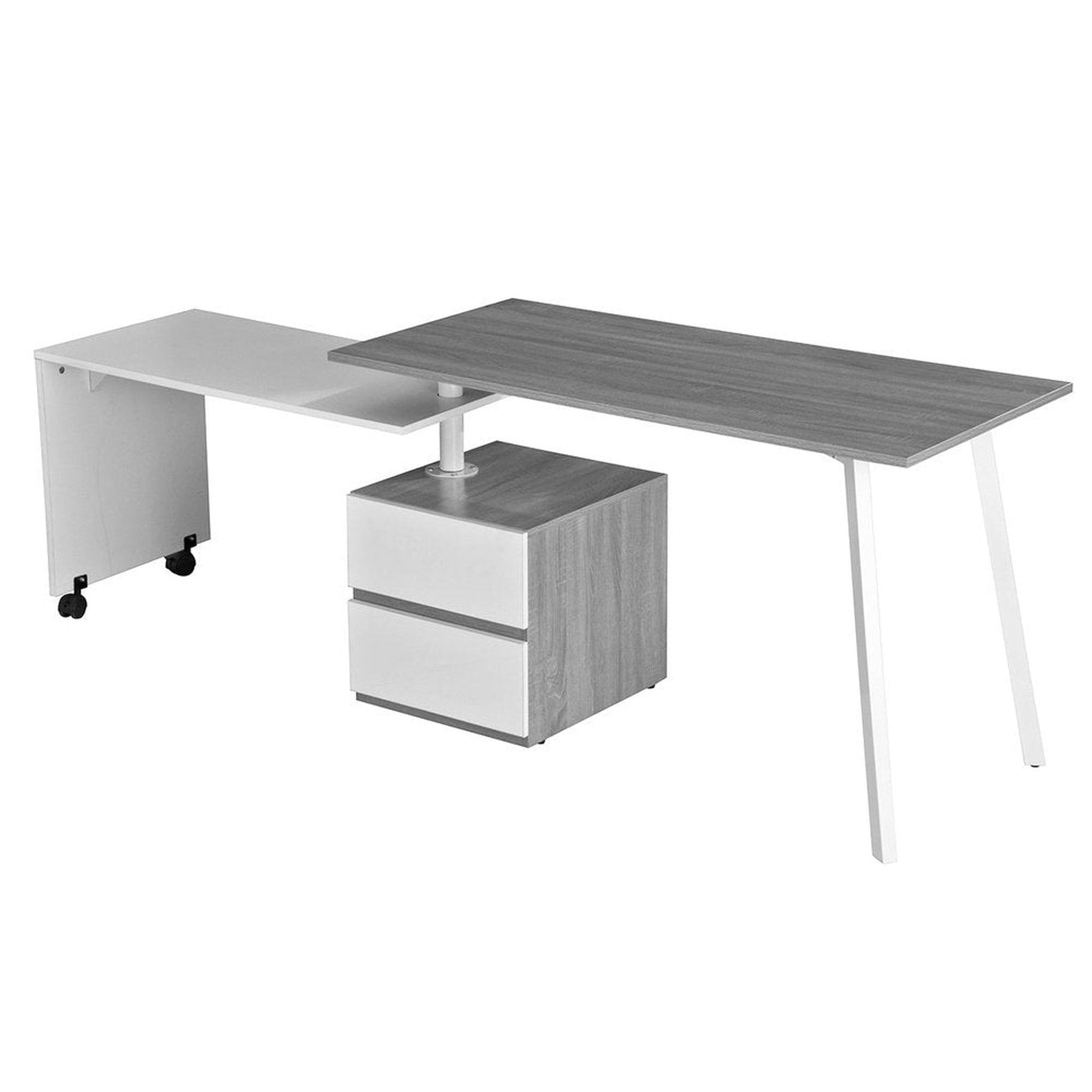 Techni Mobili Rotating Multi-Positional Modern Desk, Grey Techni Mobili Desks