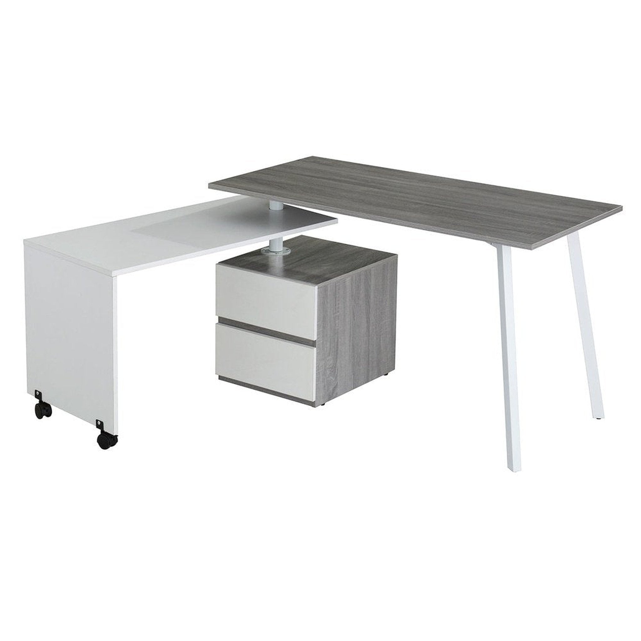 Techni Mobili Rotating Multi-Positional Modern Desk, Grey Techni Mobili Desks